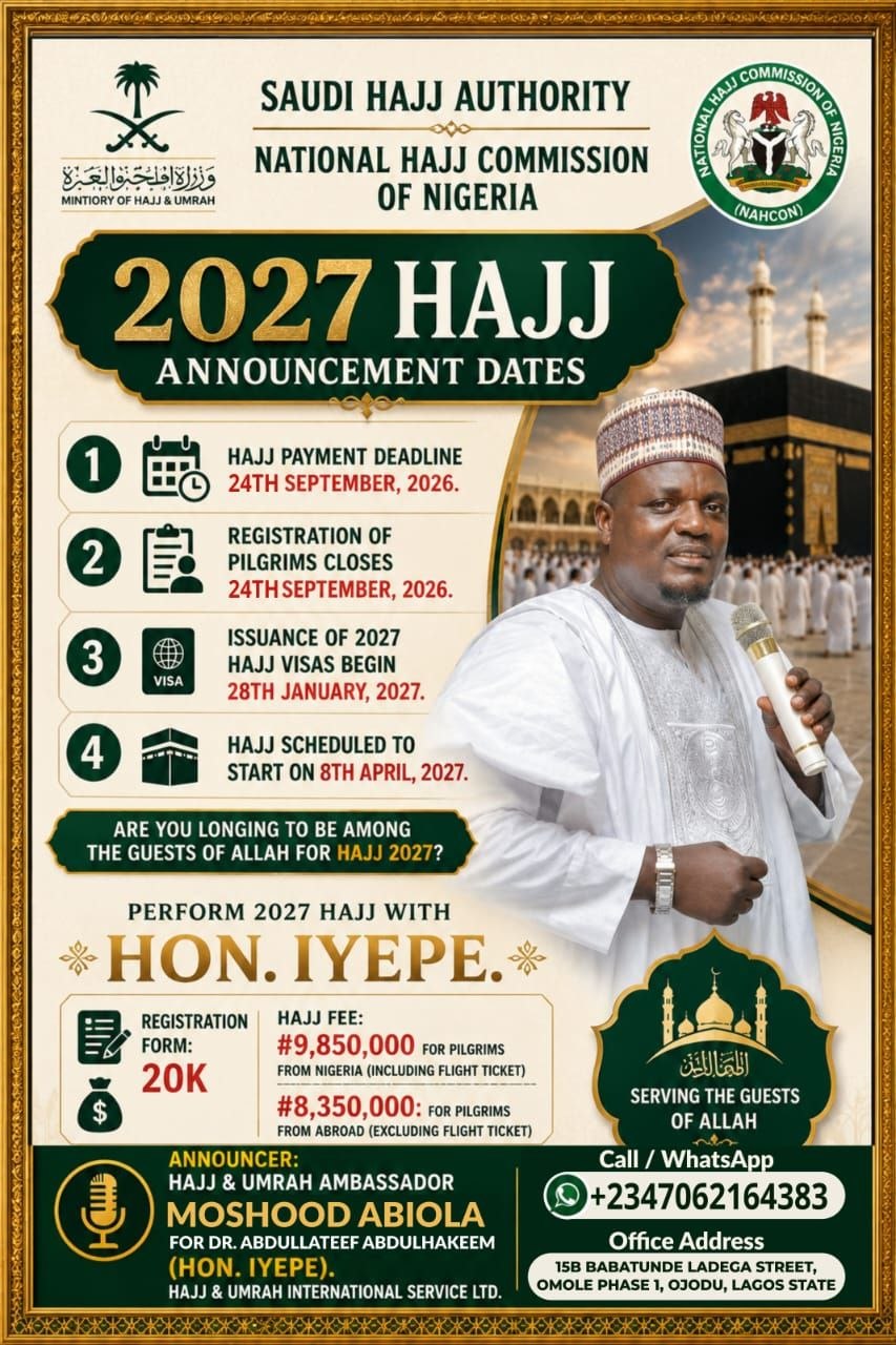 2027 Hajj with Hon. Iyepe - Payment Details